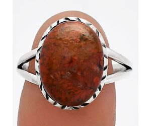Red Moss Agate Ring size-9 SDR230941 R-1074, 11x15 mm