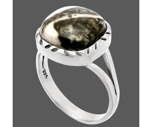 Mexican Cabbing Fossil Ring size-7 SDR230956 R-1074, 12x12 mm