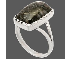 Mexican Cabbing Fossil Ring size-9.5 SDR230982 R-1074, 10x17 mm