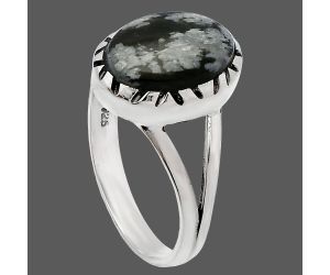 Snow Flake Obsidian Ring size-8.5 SDR231006 R-1074, 9x12 mm