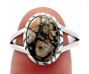 Crinoid Fossil Coral Ring size-8 SDR231014 R-1074, 9x13 mm