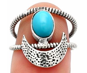 Crescent Moon - Natural Turquoise Morenci Mine Ring size-6 SDR231020 R-1454, 6x8 mm
