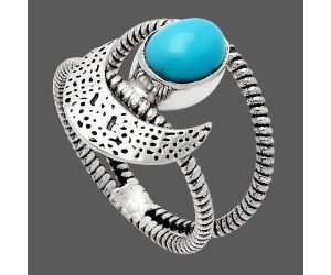 Crescent Moon - Natural Turquoise Morenci Mine Ring size-6 SDR231020 R-1454, 6x8 mm