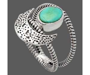 Crescent Moon - Natural Rare Turquoise Nevada Aztec Mt Ring size-6 SDR231029 R-1454, 6x8 mm