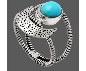 Crescent Moon - Natural Rare Turquoise Nevada Aztec Mt Ring size-6 SDR231033 R-1454, 6x8 mm