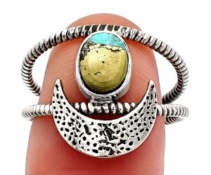 Crescent Moon - Kingman Turquoise With Pyrite Ring size-8.5 SDR231034 R-1454, 6x8 mm