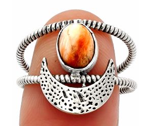 Crescent Moon - Spiny Oyster Turquoise Ring size-8.5 SDR231037 R-1454, 6x8 mm