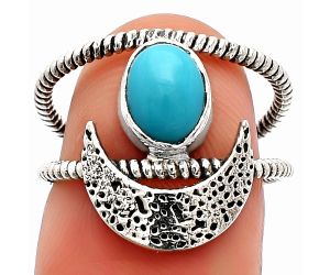 Crescent Moon - Natural Turquoise Morenci Mine Ring size-6 SDR231041 R-1454, 6x8 mm