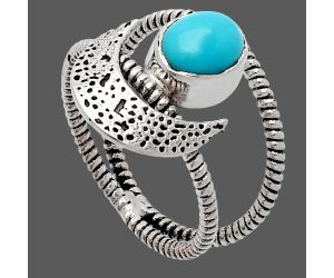 Crescent Moon - Natural Turquoise Morenci Mine Ring size-6 SDR231041 R-1454, 6x8 mm