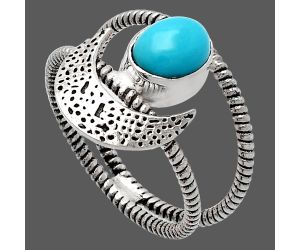 Crescent Moon - Natural Turquoise Morenci Mine Ring size-8 SDR231045 R-1454, 6x8 mm