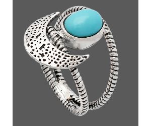 Crescent Moon - Natural Rare Turquoise Nevada Aztec Mt Ring size-6.5 SDR231075 R-1454, 6x8 mm