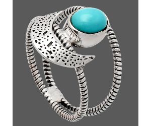 Crescent Moon - Natural Rare Turquoise Nevada Aztec Mt Ring size-8.5 SDR231076 R-1454, 6x8 mm