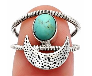Crescent Moon - Natural Turquoise Morenci Mine Ring size-7 SDR231077 R-1454, 6x8 mm