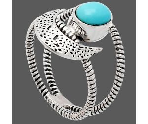 Crescent Moon - Natural Rare Turquoise Nevada Aztec Mt Ring size-7 SDR231078 R-1454, 6x8 mm