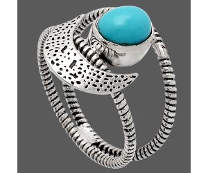 Crescent Moon - Natural Rare Turquoise Nevada Aztec Mt Ring size-8 SDR231079 R-1454, 6x8 mm