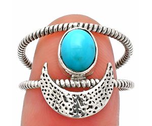 Crescent Moon - Natural Rare Turquoise Nevada Aztec Mt Ring size-8 SDR231082 R-1454, 6x8 mm