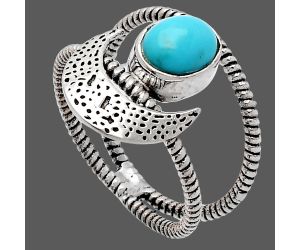 Crescent Moon - Natural Rare Turquoise Nevada Aztec Mt Ring size-8 SDR231082 R-1454, 6x8 mm