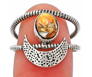 Crescent Moon - Spiny Oyster Turquoise Ring size-7.5 SDR231083 R-1454, 6x8 mm
