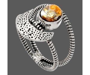 Crescent Moon - Spiny Oyster Turquoise Ring size-7.5 SDR231083 R-1454, 6x8 mm
