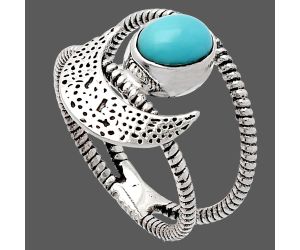 Crescent Moon - Natural Rare Turquoise Nevada Aztec Mt Ring size-8 SDR231084 R-1454, 6x8 mm