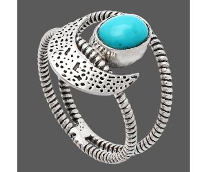 Crescent Moon - Natural Rare Turquoise Nevada Aztec Mt Ring size-8 SDR231086 R-1454, 6x8 mm