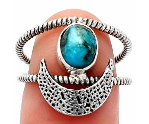 Crescent Moon - Natural Turquoise Morenci Mine Ring size-7 SDR231088 R-1454, 6x8 mm