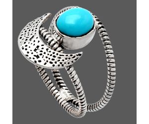 Crescent Moon - Natural Rare Turquoise Nevada Aztec Mt Ring size-8 SDR231090 R-1454, 6x8 mm