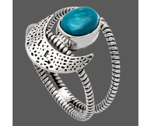 Crescent Moon - Natural Turquoise Morenci Mine Ring size-8 SDR231092 R-1454, 6x8 mm