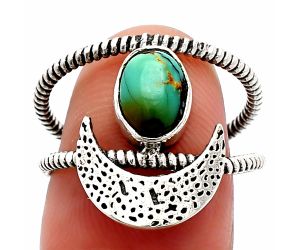 Crescent Moon - Lucky Charm Tibetan Turquoise Ring size-7 SDR231097 R-1454, 6x8 mm