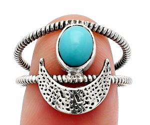 Crescent Moon - Natural Rare Turquoise Nevada Aztec Mt Ring size-8.5 SDR231100 R-1454, 6x8 mm