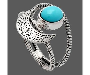 Crescent Moon - Natural Rare Turquoise Nevada Aztec Mt Ring size-8.5 SDR231100 R-1454, 6x8 mm