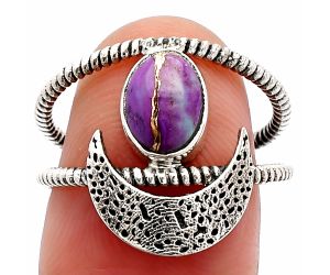Crescent Moon - Copper Purple Turquoise Ring size-7.5 SDR231101 R-1454, 6x8 mm