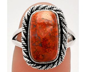 Red Moss Agate Ring size-7 SDR231434 R-1014, 9x15 mm