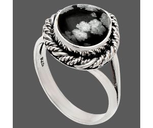 Snow Flake Obsidian Ring size-8 SDR231446 R-1014, 10x10 mm