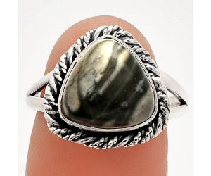 Mexican Cabbing Fossil Ring size-8 SDR231525 R-1014, 11x11 mm