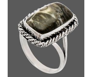 Mexican Cabbing Fossil Ring size-9.5 SDR231563 R-1014, 10x17 mm