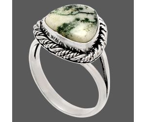 Tree Weed Moss Agate Ring size-8 SDR231588 R-1014, 11x11 mm