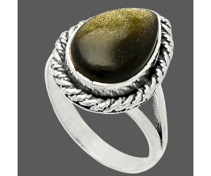 Silver Obsidian Ring size-8 SDR231671 R-1014, 10x14 mm