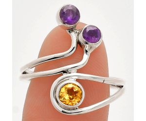 Citrine and Amethyst Ring size-9.5 SDR231879 R-1390, 5x5 mm