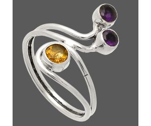 Citrine and Amethyst Ring size-9.5 SDR231879 R-1390, 5x5 mm
