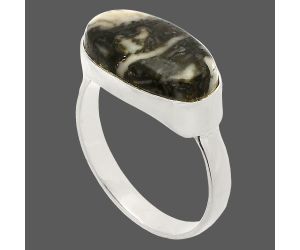 Mexican Cabbing Fossil Ring size-9 SDR231929 R-1057, 9x17 mm