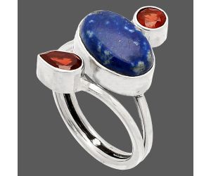 Lapis Lazuli and Garnet Ring size-6 SDR232083 R-1209, 8x12 mm