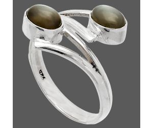 Gray Moonstone Ring size-9.5 SDR232151 R-1144, 7x5 mm