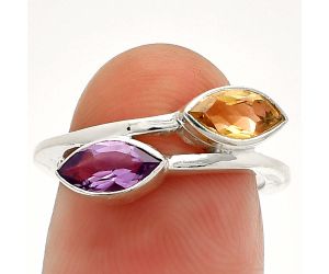 Citrine and Amethyst Ring size-6 SDR232169 R-1235, 4x8 mm