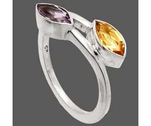 Citrine and Amethyst Ring size-6 SDR232169 R-1235, 4x8 mm