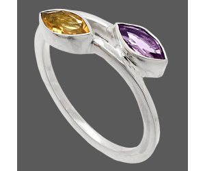 Citrine and Amethyst Ring size-7 SDR232196 R-1235, 4x8 mm