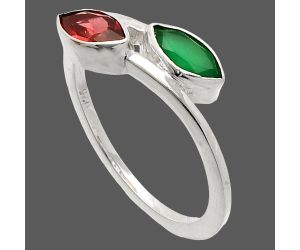 Green Onyx and Garnet Ring size-9 SDR232197 R-1235, 4x8 mm