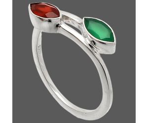 Green Onyx and Garnet Ring size-9.5 SDR232198 R-1235, 4x8 mm