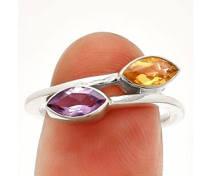 Amethyst and CItrine Ring size-8 SDR232199 R-1235, 4x8 mm