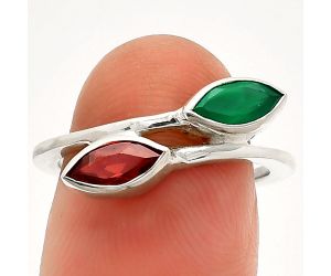 Hessonite Garnet and Green Onyx Ring size-7 SDR232203 R-1235, 4x8 mm